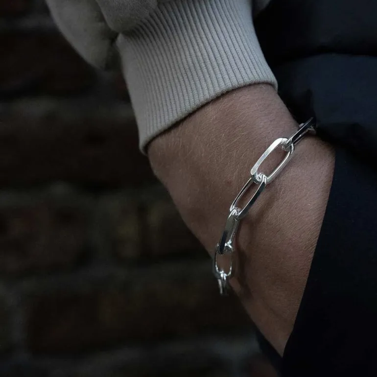 Ankarkedja Armband Spetsslipad Silver - 9,5 mm