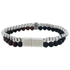 Armband Bead Red Tiger Eye / Lava Svart