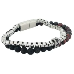 Armband Bead Red Tiger Eye / Lava Svart