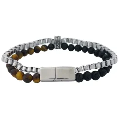 Armband Bead Tiger Eye / Lava Svart