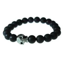 Armband Dödskalle Mattsvart Stål