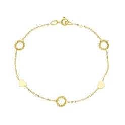 Armband Hearts/Beads 18K Guld