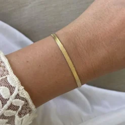 Armband Herringbone Sand Shimmer Förgyllt Silver - 3,5 mm