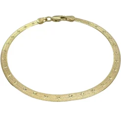 Armband Herringbone Star Förgyllt Silver - 3,5 mm