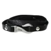 Armband Läder & Stål Treradigt