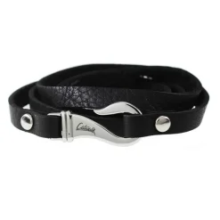 Armband Läder & Stål Treradigt