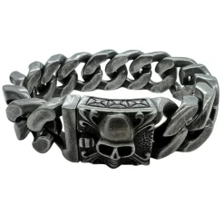 Armband Pansar Skull Oxiderat Stål