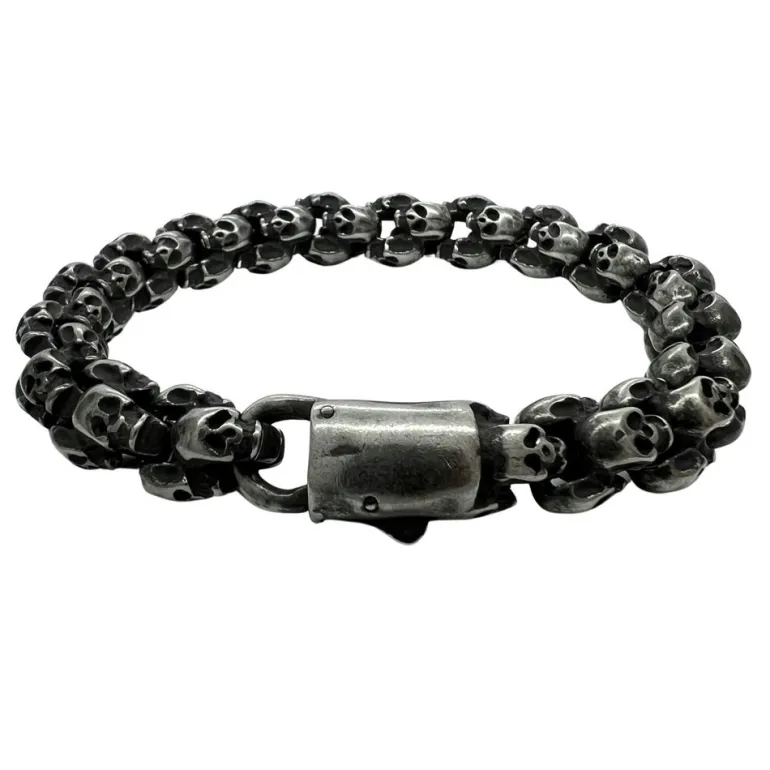 Armband Round Cool Skull Oxiderat Stål