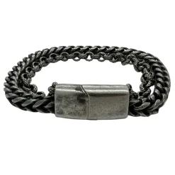 Armband Round Two-Line Oxiderat Stål