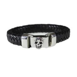 Armband Skull Läder & Stål