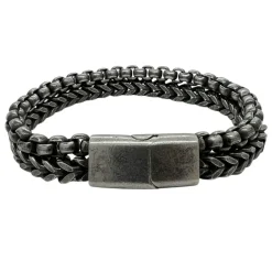 Armband Two-Line Oxiderat Stål