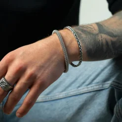 Armring Braided Oxiderat Silver