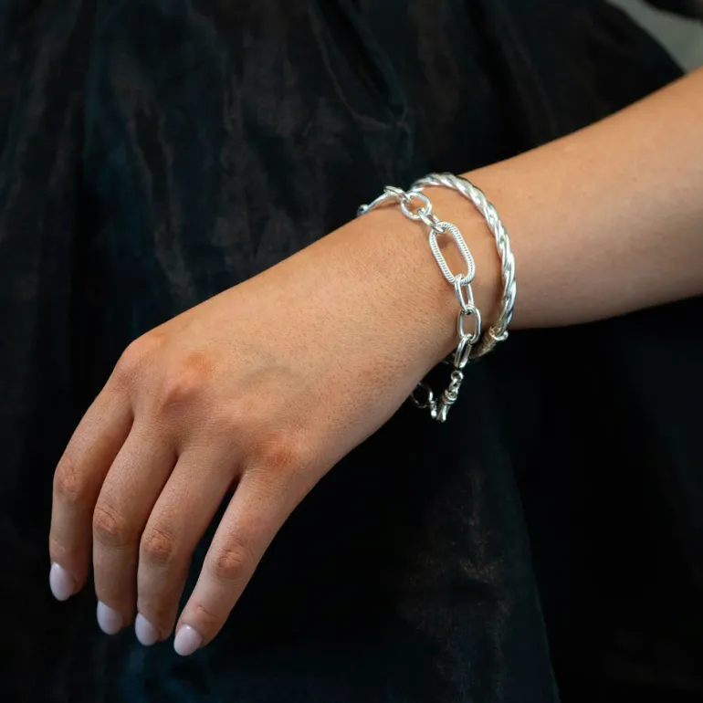 Armring Hammered Silver 6 mm