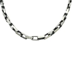 Boxlänk Halsband Oxiderat Silver - 3,5 mm