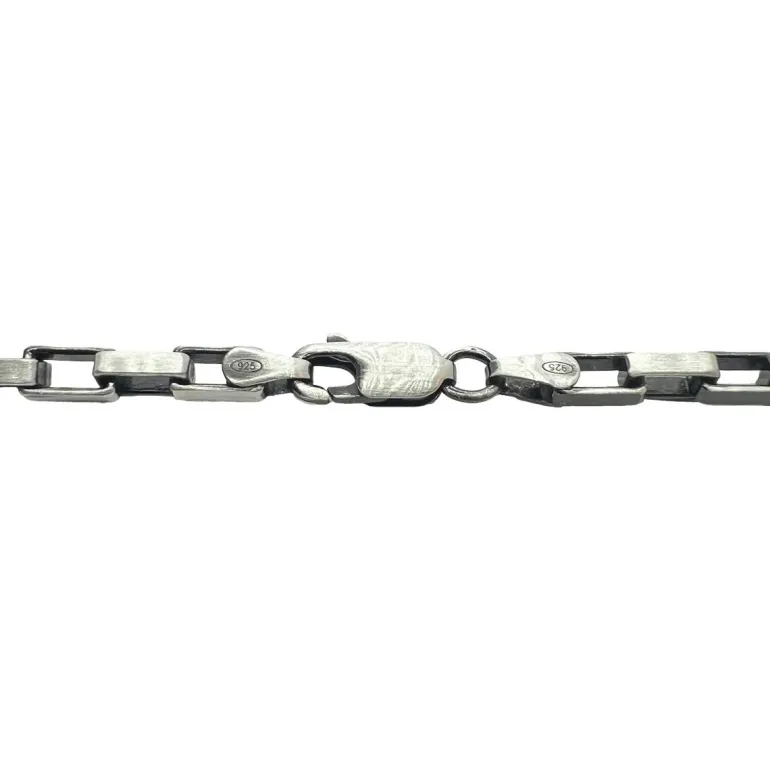 Boxlänk Halsband Oxiderat Silver - 3,5 mm