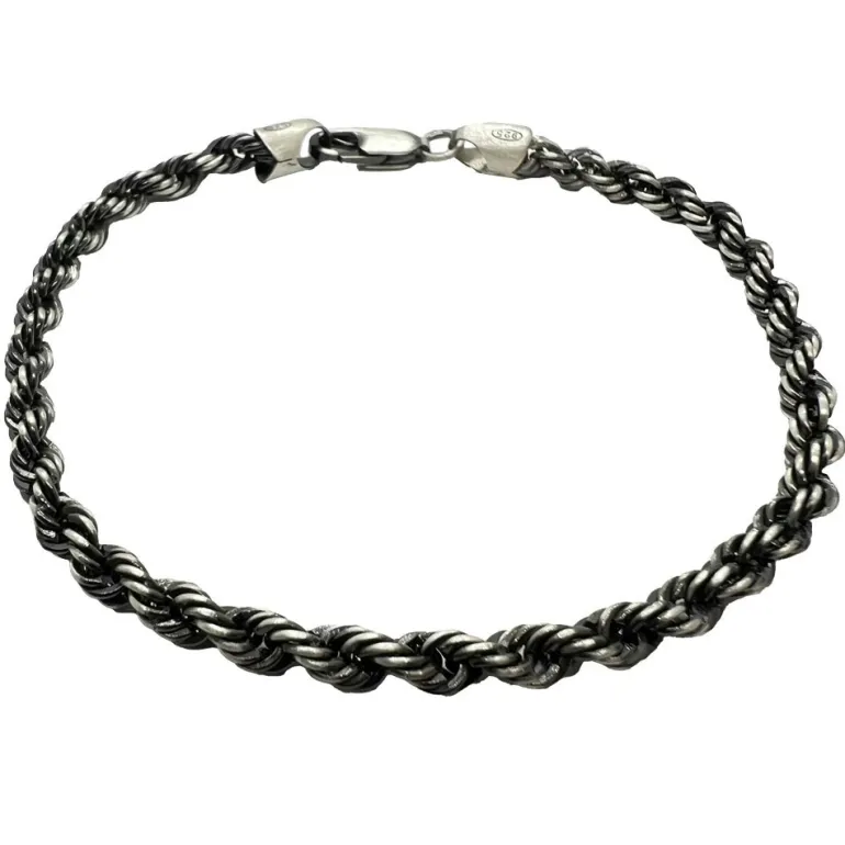 Cordellänk Oxiderat Silver 4,5 mm - Armband