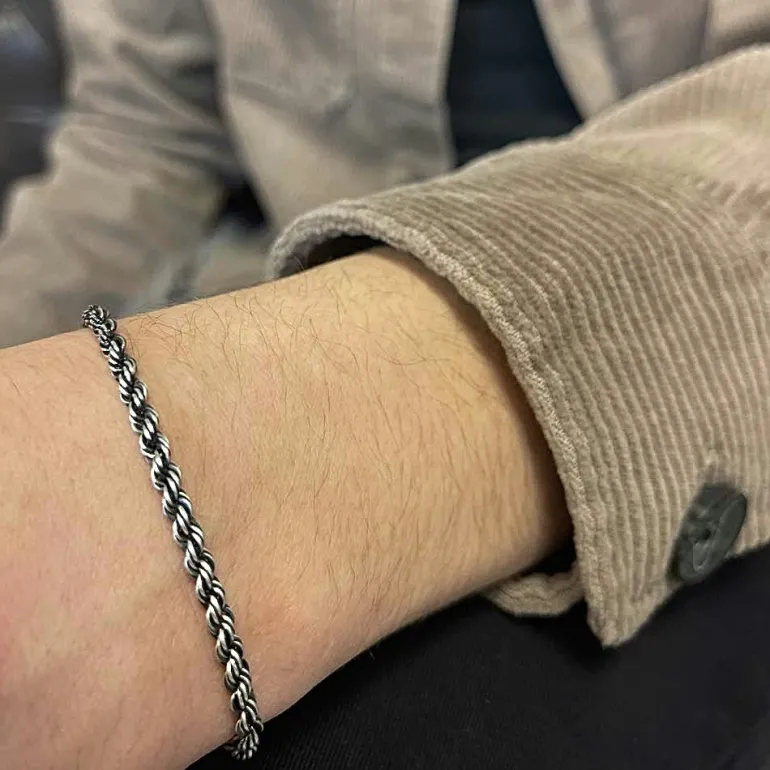 Cordellänk Oxiderat Silver 3,5 mm - Armband