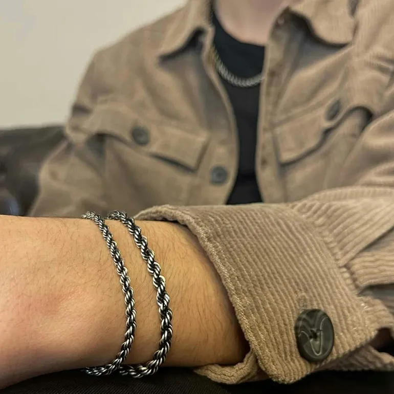 Cordellänk Oxiderat Silver 3,5 mm - Armband