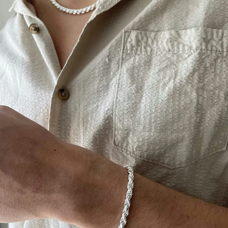 Cordellänk Silver Armband - 5 mm
