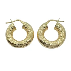 Creoler Chunky Hammered Förgyllt Silver - 6x23 mm