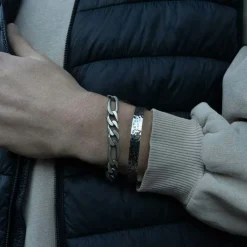 Figarolänk Armband Oxiderat Silver - 9,5 mm