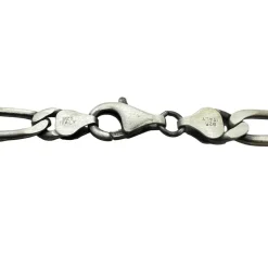 Figarolänk Halsband Oxiderat Silver - 7,5 mm