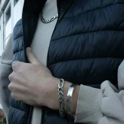 Figarolänk Halsband Oxiderat Silver - 9,5 mm