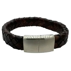 Flätat Läderarmband - Brun