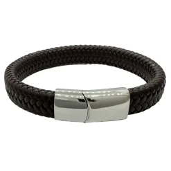 Flätat Läderarmband - Brun
