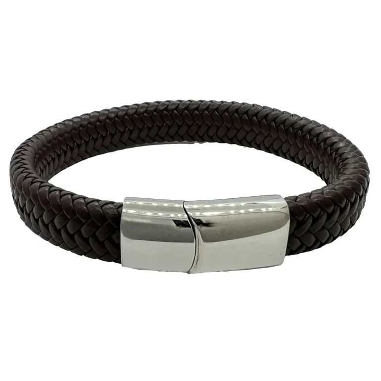 Flätat Läderarmband - Brun
