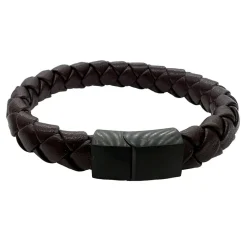 Flätat Läderarmband - Brun