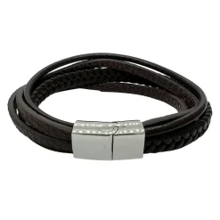 Flätat Läderarmband - Brun
