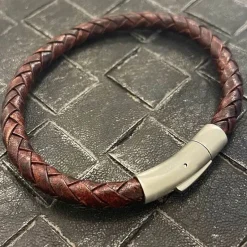 Flätat Läderarmband - Brunt