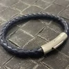 Flätat Läderarmband - Navyblå