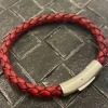 Flätat Läderarmband - Röd