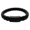 Flätat Läderarmband - Svart