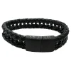 Flätat Läderarmband - Svart