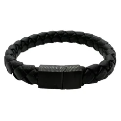 Flätat Läderarmband - Svart