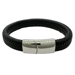 Flätat Läderarmband - Svart