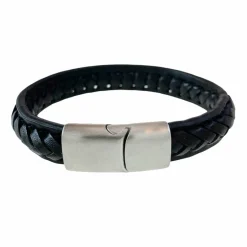 Flätat Läderarmband - Svart