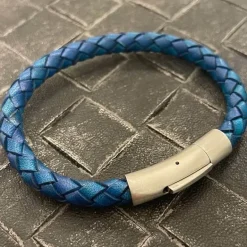 Flätat Läderarmband - Turkos
