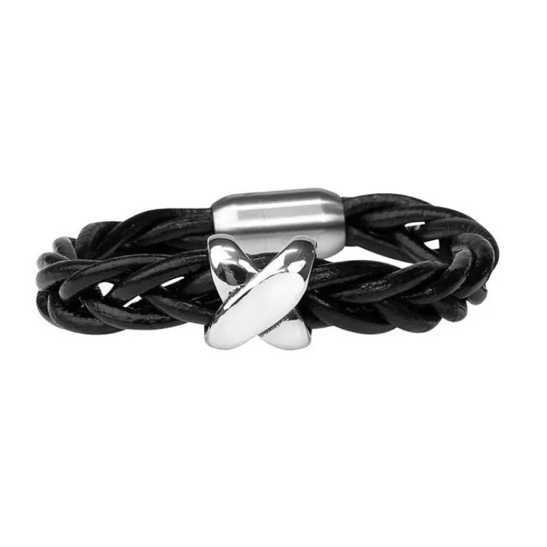 Flätat Läderarmband Stål