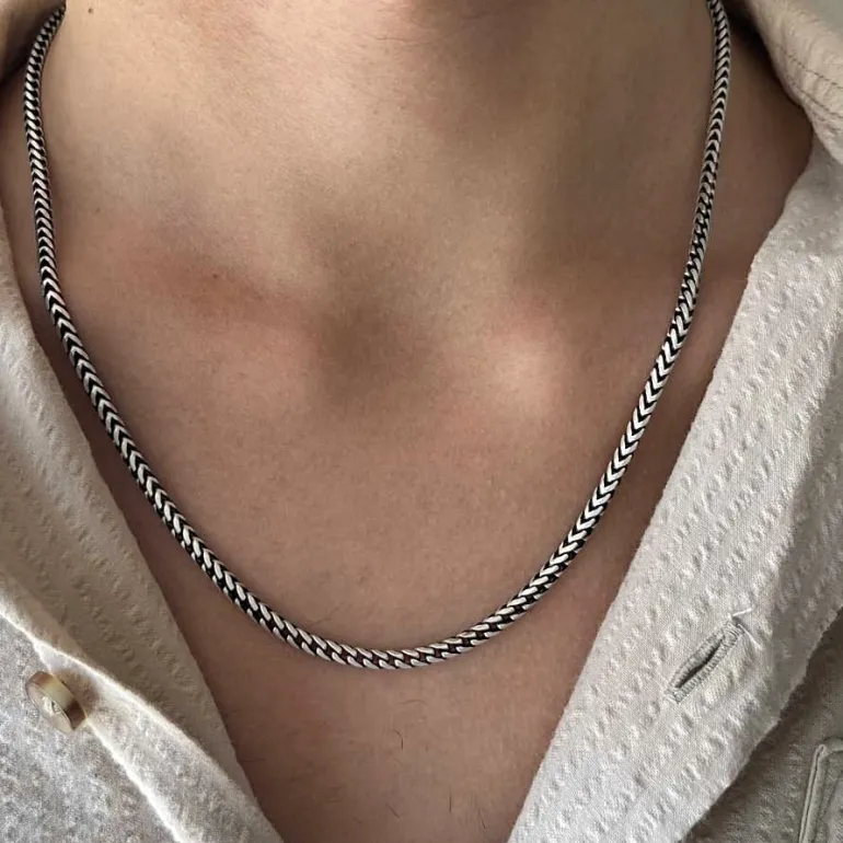Francolänk Oxiderat Silver - Halsband