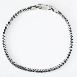Fyrkantig Francolänk Oxiderat Silver - Armband