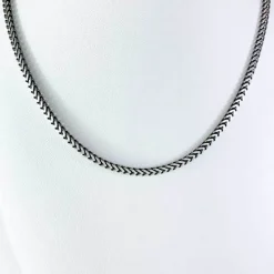 Fyrkantig Francolänk Oxiderat Silver - Halsband