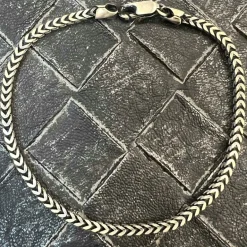 Fyrkantig Francolänk Oxiderat Silver - Armband