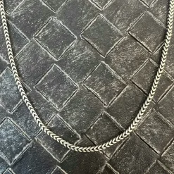 Fyrkantig Francolänk Oxiderat Silver - Halsband
