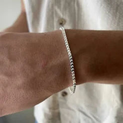 Fyrkantig Francolänk Silver - Armband