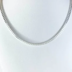 Fyrkantig Francolänk Silver - Halsband
