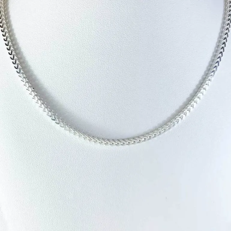 Fyrkantig Francolänk Silver - Halsband